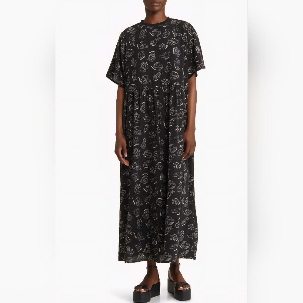 Dressed In LALA Never Too Much Print Oversize T-Shirt Maxi Dress Size Large